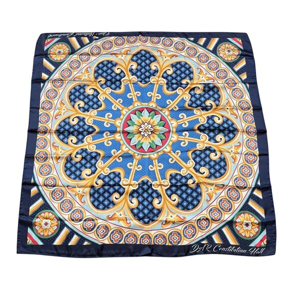 DAR Constitution Hall Scarf 35" Square Medallion Motif Our National Landmark - Picture 1 of 6